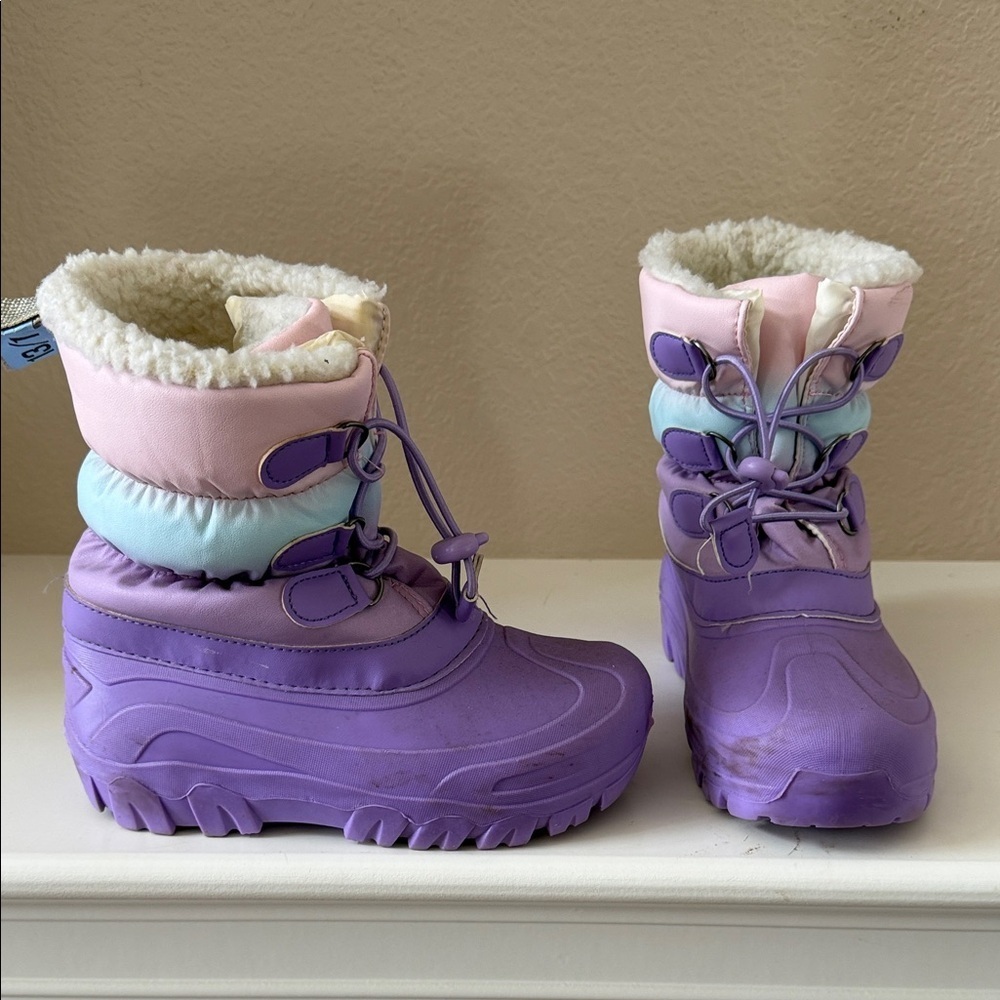 Girls Purple and Pink Winter Boots